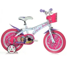 Bicicleta infantil Barbie rosa-blanca de tamaño 12 - bicicleta Dino Bikes