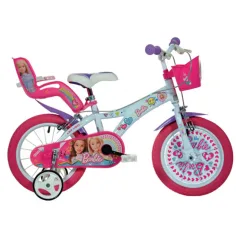 Bicicleta infantil Barbie rosa-blanca de tamaño 16 - bicicleta Dino Bikes