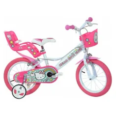 Bicicleta infantil rosa-blanca Hello Kitty tamaño 16 - bicicleta Dino Bikes
