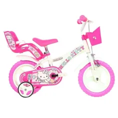 Bicicleta rosa-blanca de Hello Kitty tamaño 12 - bicicleta Dino Bikes