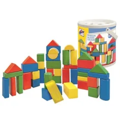 imagen de Bloques de construcción de madera 50 piezas con caja de clasificación de formas - Woodyland 1