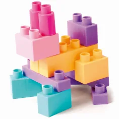 imagen de Bloques para Niños elementos de construcción en colores pastel set de 50 piezas - Wader 4