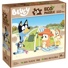 Bluey de vacaciones 2 en 1 24 piezas Eco maxi puzzle y colorear 70x50cm - Lisciani