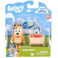 Bluey: Paquete de figuras de personajes dobles - Baby Bluey y Chilli