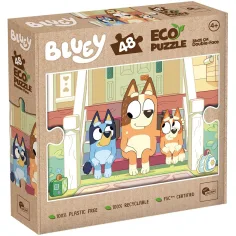Bluey perritos en la escalera 2 en 1 48 piezas Eco mini puzzle y colorear 35x25cm - Lisciani