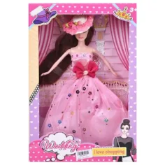 Boda: Muñeca de moda nupcial con vestido de gala y sombrero de 28cm