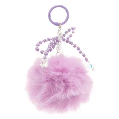 Bolsa con pompón y lazo de perlas - morado