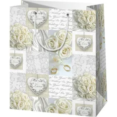 Bolsa de regalo de color blanco 11x6x14cm