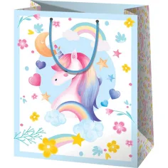 Bolsa de regalo de tamaño normal con unicornio de colores arcoíris 11x6x14cm