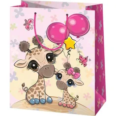 Bolsa de regalo exclusiva de tamaño mediano con estampado de jirafa 18x23x10cm