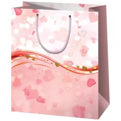 Bolsa de regalo exclusiva de tamaño normal con corazones rosas 11x6x14cm