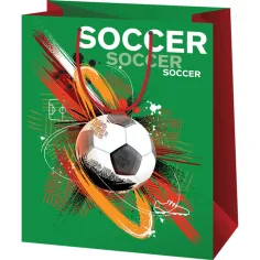 Bolsa de regalo gigante con estampado de balón de fútbol 33x15x44,5cm
