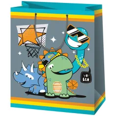 Bolsa de regalo gigante de dinosaurios baloncestistas 33x15x44cm