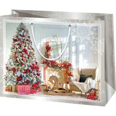 Bolsa de regalo grande con ambiente navideño 26x13x33cm