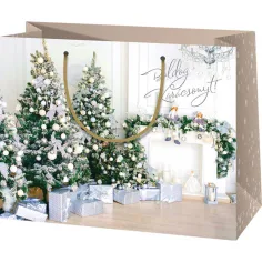 Bolsa de regalo grande con ambiente navideño 27x14x33cm