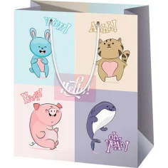 Bolsa de regalo grande con animales alegres 26x13x33cm