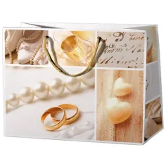 Bolsa de regalo grande con diseño de anillos de boda 27x14x33cm