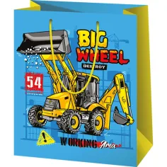 Bolsa de regalo grande con diseño de Big Wheel Munkagép 26x13x33cm