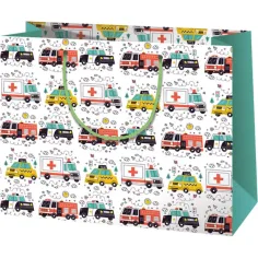 Bolsa de regalo grande con estampado de ambulancia, policía y bombero 33x26,7x13,7cm