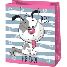 Bolsa de regalo grande con perro sonriente 27x14x33cm