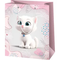 Bolsa de regalo grande exclusiva con gato blanco 26x13x33cm