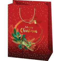 Bolsa de regalo grande roja de Feliz Navidad 24x35x9cm