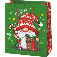 Bolsa de regalo mediana con diseño de duende de Merry Christmas 18x23x10cm