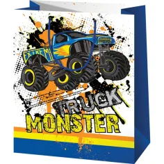 Bolsa de regalo mediana con diseño de Monster Truck 18x10x23cm