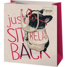Bolsa de regalo mediana con diseño de perro vigilante Green Grass 18x10x23cm