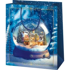 Bolsa de regalo navideña con diseño de bola de nieve tamaño normal 11x6x14cm