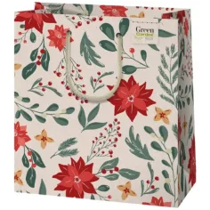 Bolsa de regalo premium de tamaño mediano con estampado de flores 18x23x10cm