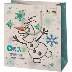 Bolsa de regalo premium mediana de Navidad de Olaf de Frozen Green Grass 18x10x23cm