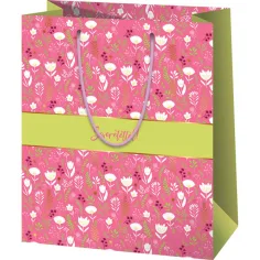 Bolsa de regalo rosa de tamaño normal con la inscripción 'Con cariño' 11x6x14cm