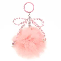 Bolso con pompón y lazo de perlas - rosa