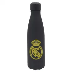 Botella de acero inoxidable de doble pared negra y dorada del Real Madrid de 500 ml