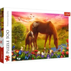 Caballos en el prado puzzle de 500 piezas - Trefl