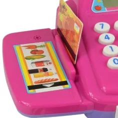 imagen de Caja registradora rosa con luz y sonido, accesorios y dinero de juguete 24cm 4