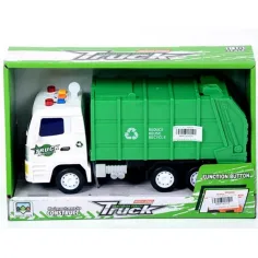 Camión de basura verde con luz