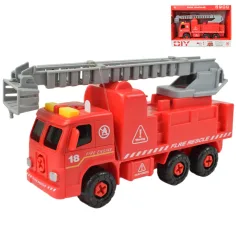 Camión de bomberos: Camión de bomberos desmontable con herramientas y sonido 20cm