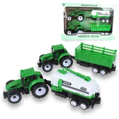 Camión de granja: Conjunto de tractor de dos piezas verde con remolque