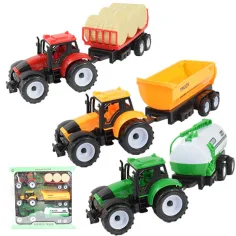 Camión de granjero: Set de tractor de granjero de tres piezas con remolque de 28 cm