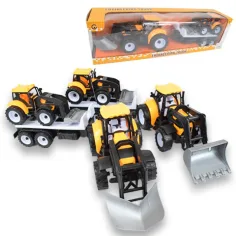 Camión de Ingeniería: set de tractor de 2 piezas con remolque y máquina de trabajo de 46cm