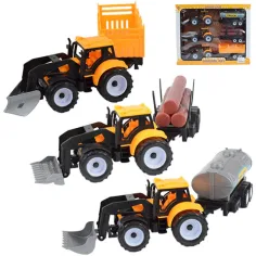 Camión de Ingeniería: Set de tractor excavador de tres piezas con remolques de 28 cm