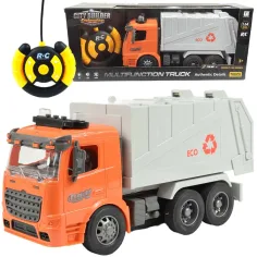 Camión de reciclaje ECO RC a control remoto con efectos de luz 1/14 escala 27MHz 30cm