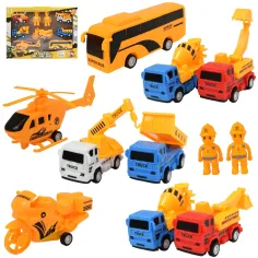 Camión de Trabajo: set de juguetes de construcción de 7 piezas con coches, vehículos y accesorios