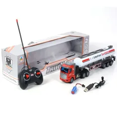 Camión de transporte de combustible RC con control remoto y luz 1/48