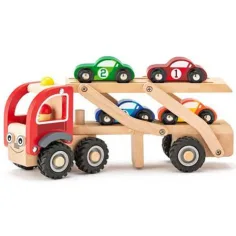 Camión transportador de coches con coches de juguete - Woodyland