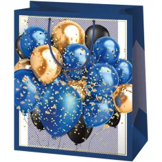 Cardex: Bolsa de regalo exclusiva mediana con globos para fiestas 18x10x23cm