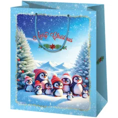 Cardex: Bolsa de regalo grande de pingüinos navideños 26x13x33cm