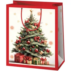 Cardex: Bolsa de regalo mediana con árbol de Navidad y regalos 17x10x23cm